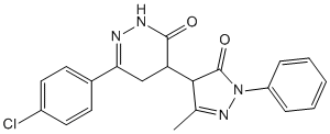 Molecular Structure of 138560-57-3 (3(2H)-Pyridazinone,6-(4-chlorophenyl)-4-(4,5-dihydro-3-methyl-5-oxo-1-phenyl-1H-pyrazol-4-yl)-4,5-dihydro-)